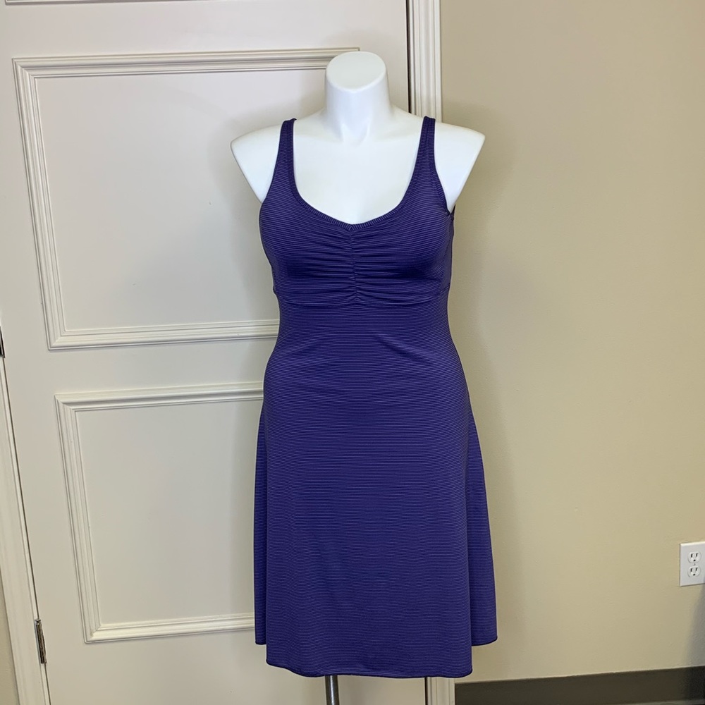 Prana XL Rebecca pinstripe cross-cross back dress